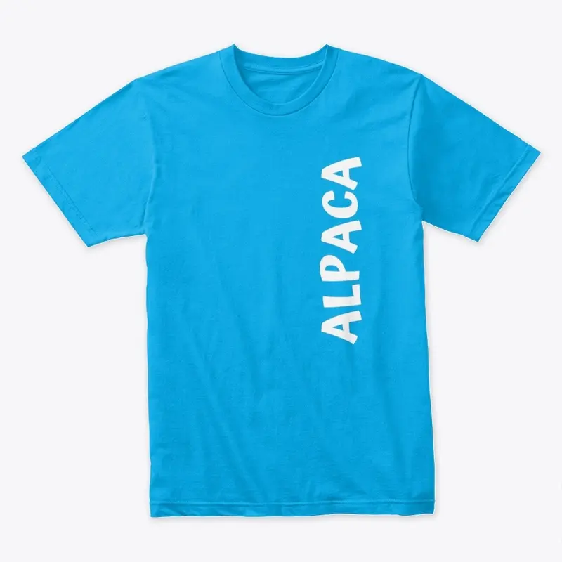 Alpaca White Vert Text T Shirt