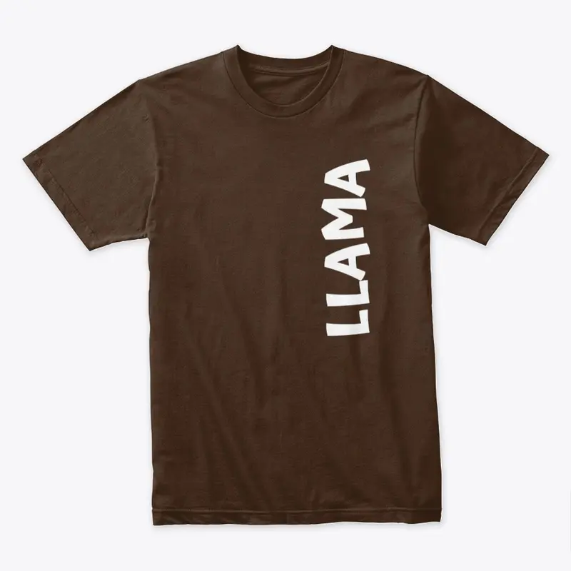 Llama White Vert Text T Shirt